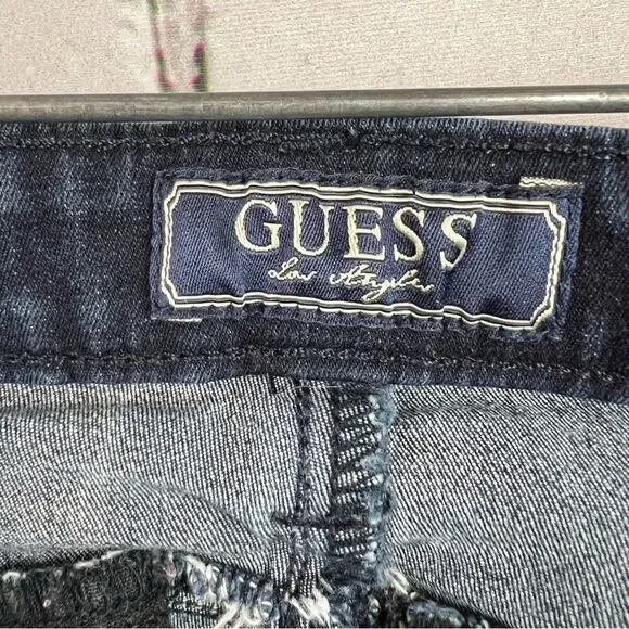 Guess Mid-Rise Flare Trouser Style Dark Wash Denim Jeans 28 - Picture 4 of 11